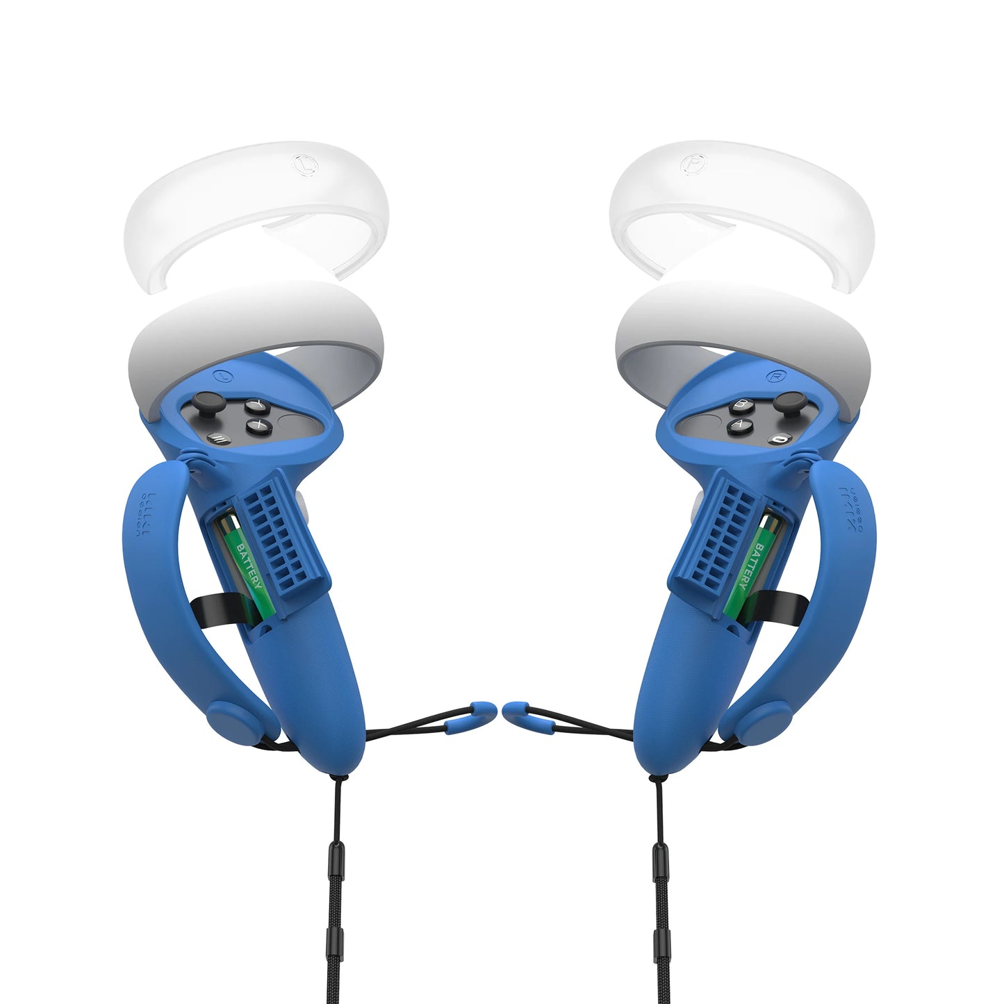 مقبض تحكم KIWI Design الإصدار العلوي لجهاز Quest 2 مع واقي لفتحة البطارية وغطاء حلقي