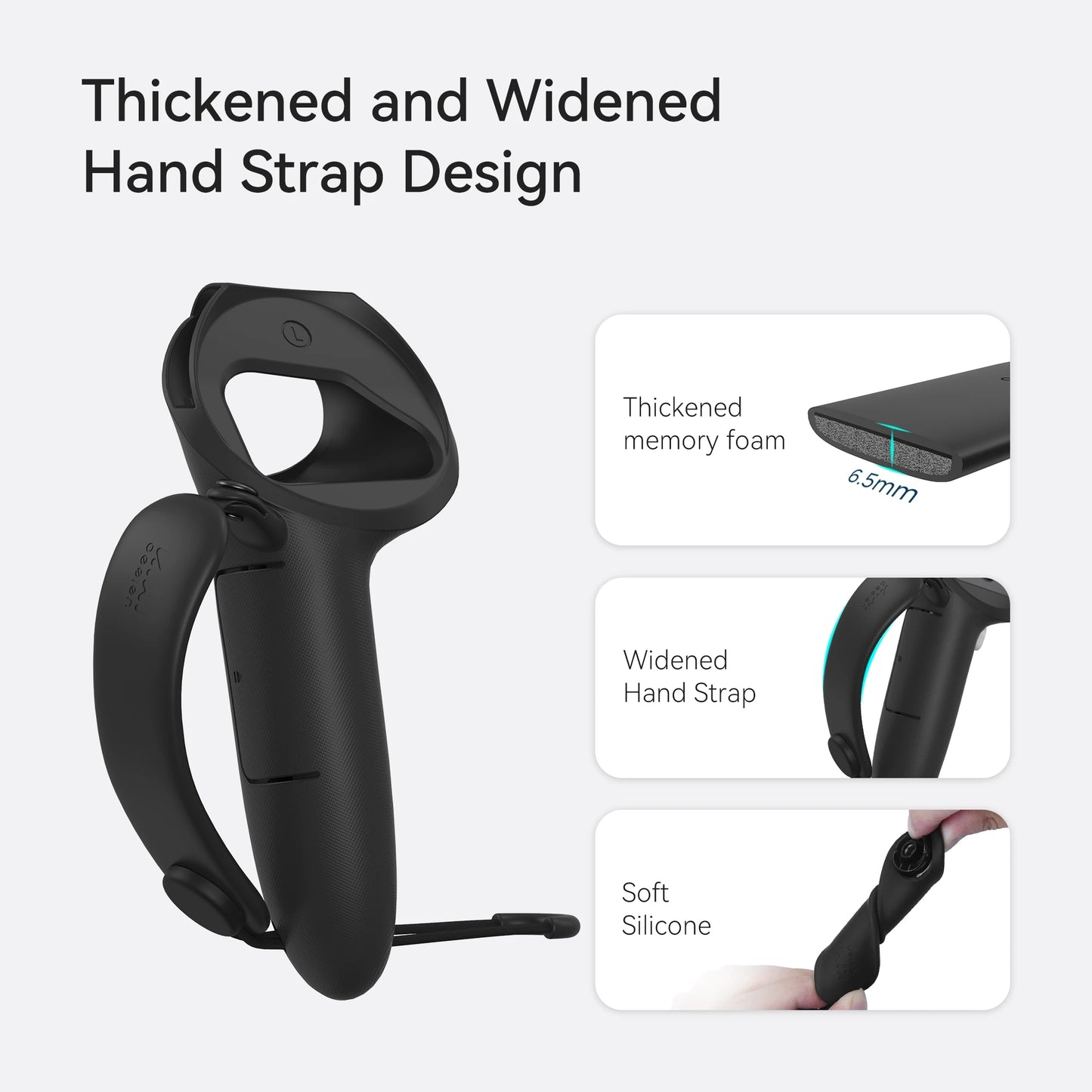 مقبض تحكم KIWI Design الإصدار العلوي لجهاز Quest 2 مع واقي لفتحة البطارية وغطاء حلقي