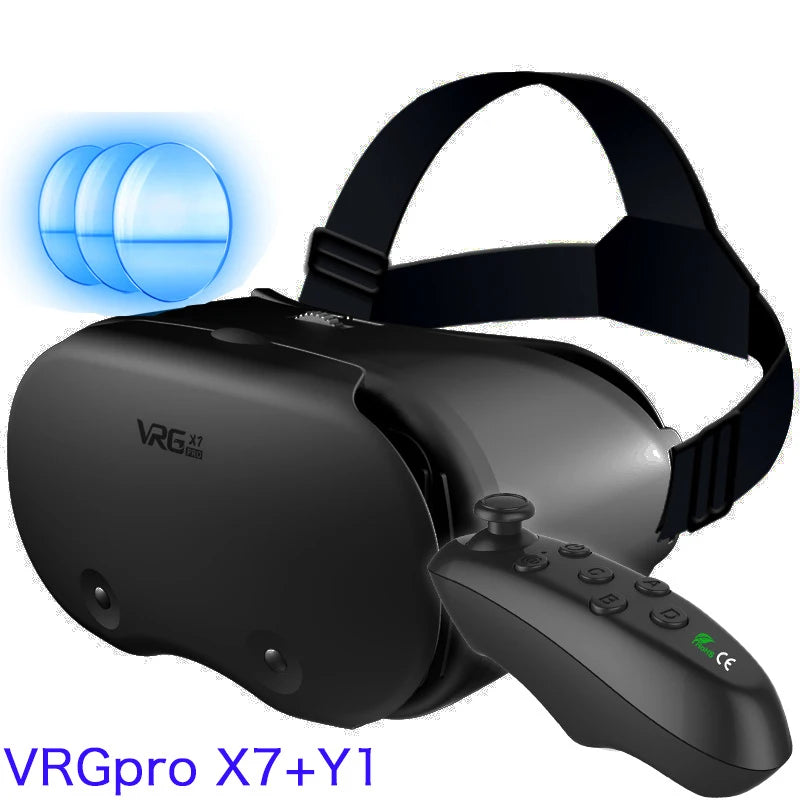 نظارات الواقع الافتراضي VRG Pro X7 ثلاثية الأبعاد مع عدسة للهواتف الذكية ووحدة تحكم وسماعة رأس للنظارات ذات الضوء الأزرق من 5 إلى 7 بوصات