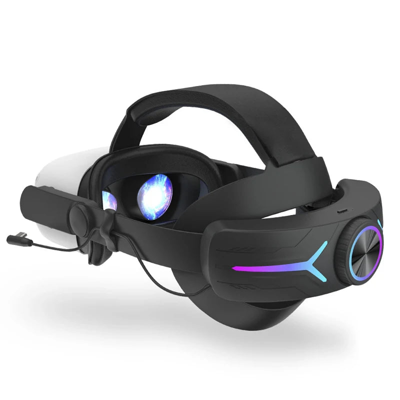شريط إضاءة ألعاب مزود ببطارية وحزام رأس لجهاز Oculus Quest 2 Elite Halo مع حزمة بطارية 8000 مللي أمبير في الساعة لملحقات Meta Quest2 VR