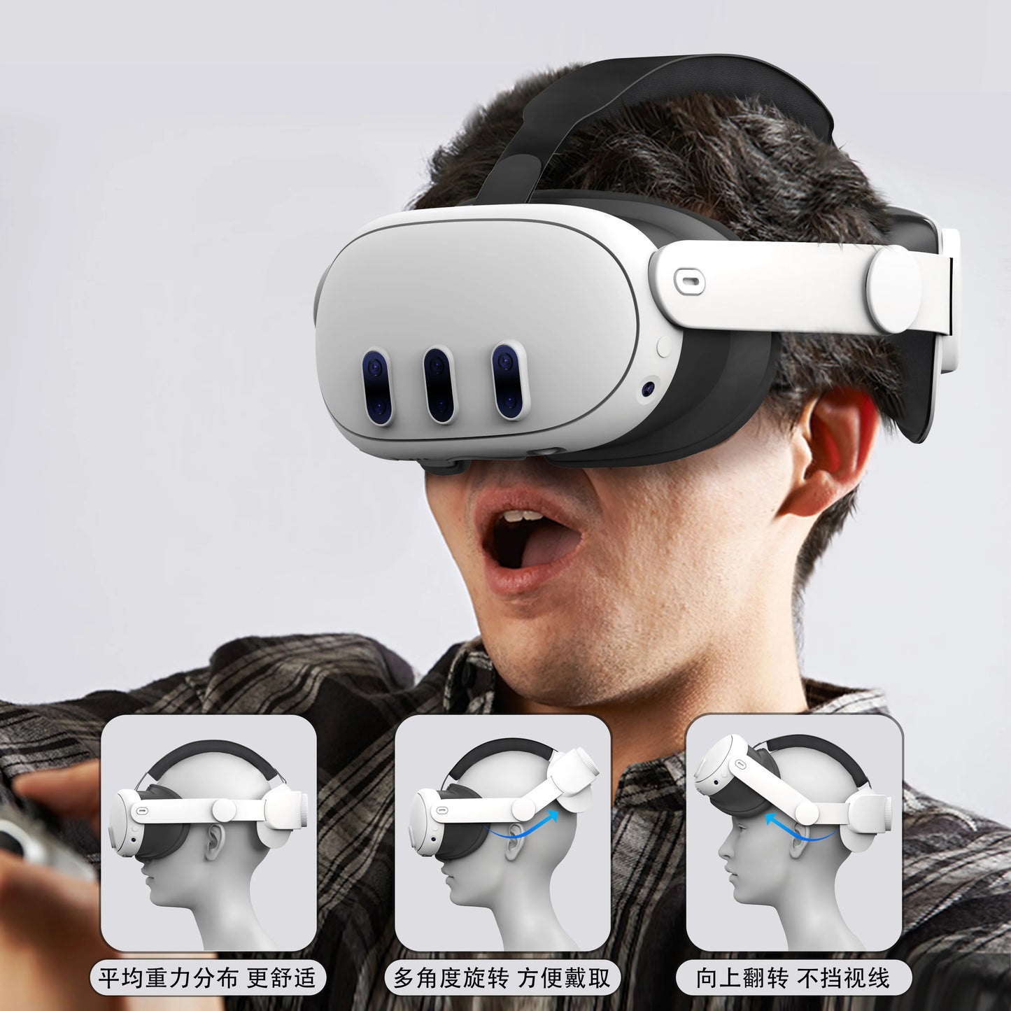حزام رأس قابل للتعديل لـ Meta Quest 3S، وحزام رأس Elite، وحزام رأس بديل لـ Oculus Quest 3 VR Accessories