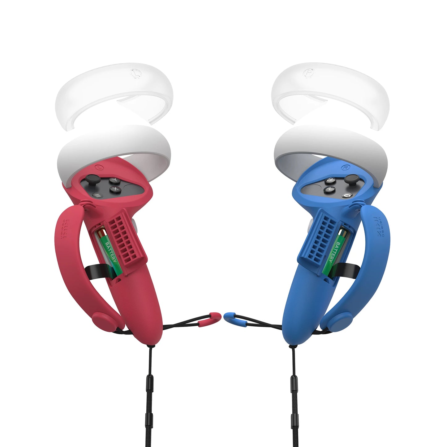 مقبض تحكم KIWI Design الإصدار العلوي لجهاز Quest 2 مع واقي لفتحة البطارية وغطاء حلقي