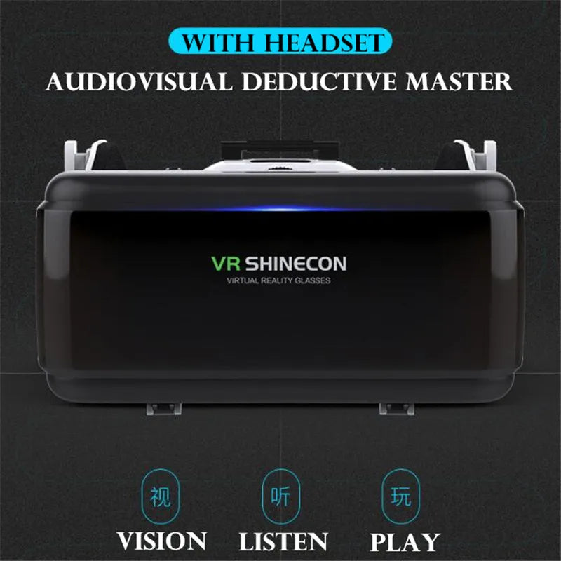 نظارات الواقع الافتراضي IMAX VR نظارات ثلاثية الأبعاد بشاشة ضخمة من Google Cardboard Box وخوذة الواقع الافتراضي للهواتف مقاس 4.5-6.53 بوصة، تدعم عصا التحكم في الألعاب