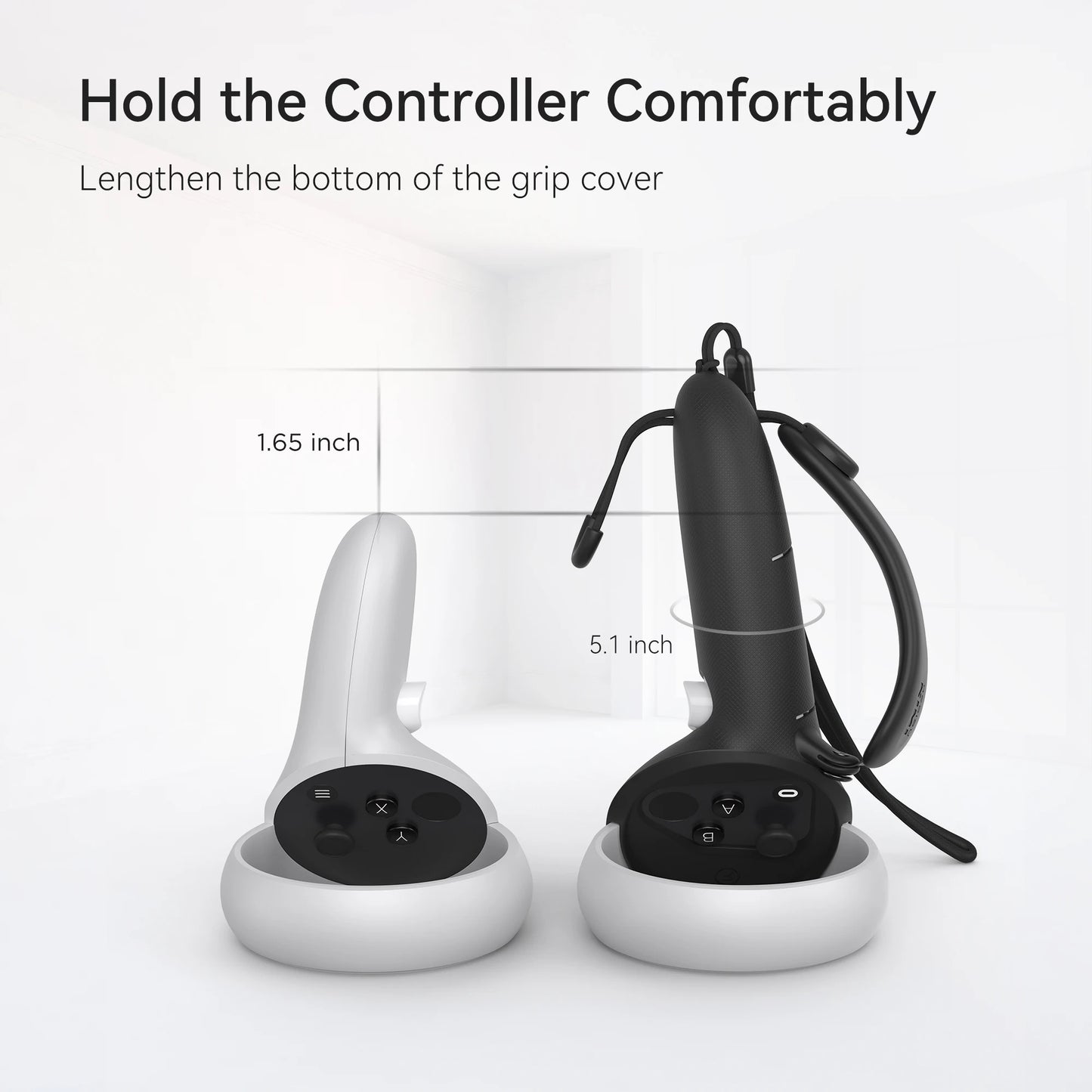 مقبض تحكم KIWI Design الإصدار العلوي لجهاز Quest 2 مع واقي لفتحة البطارية وغطاء حلقي