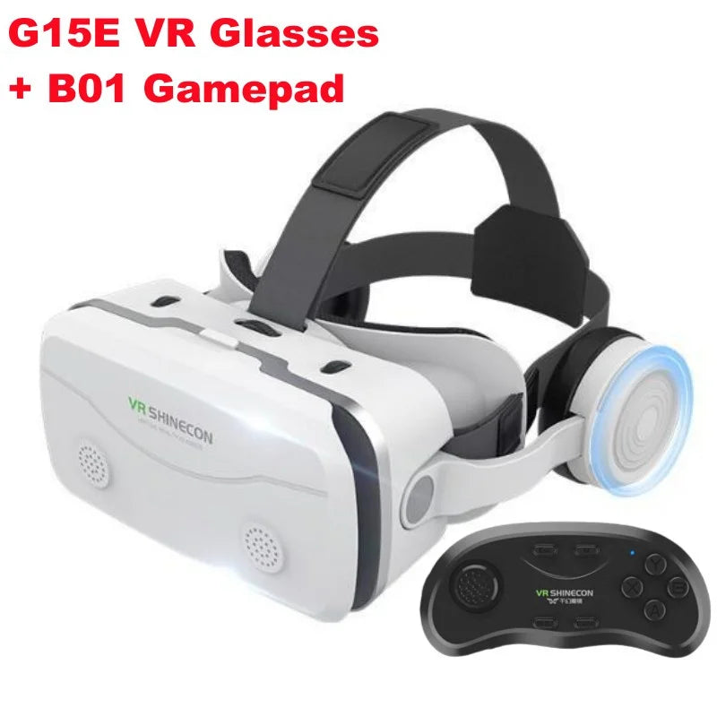 نظارات الواقع الافتراضي G15E IMAX ثلاثية الأبعاد، نظارات الواقع الافتراضي، صندوق جوجل الكرتوني، خوذة الواقع الافتراضي للهواتف مقاس 4.7-7 بوصة، تدعم عصا التحكم في الألعاب