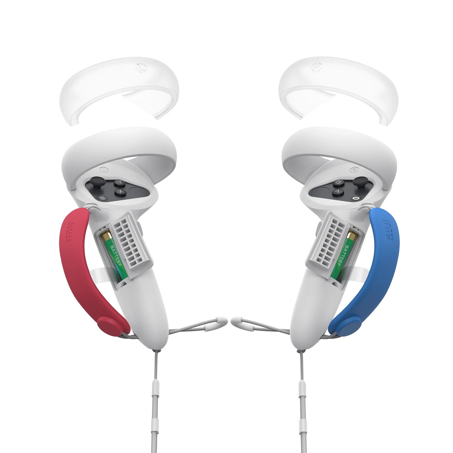 مقبض تحكم KIWI Design الإصدار العلوي لجهاز Quest 2 مع واقي لفتحة البطارية وغطاء حلقي