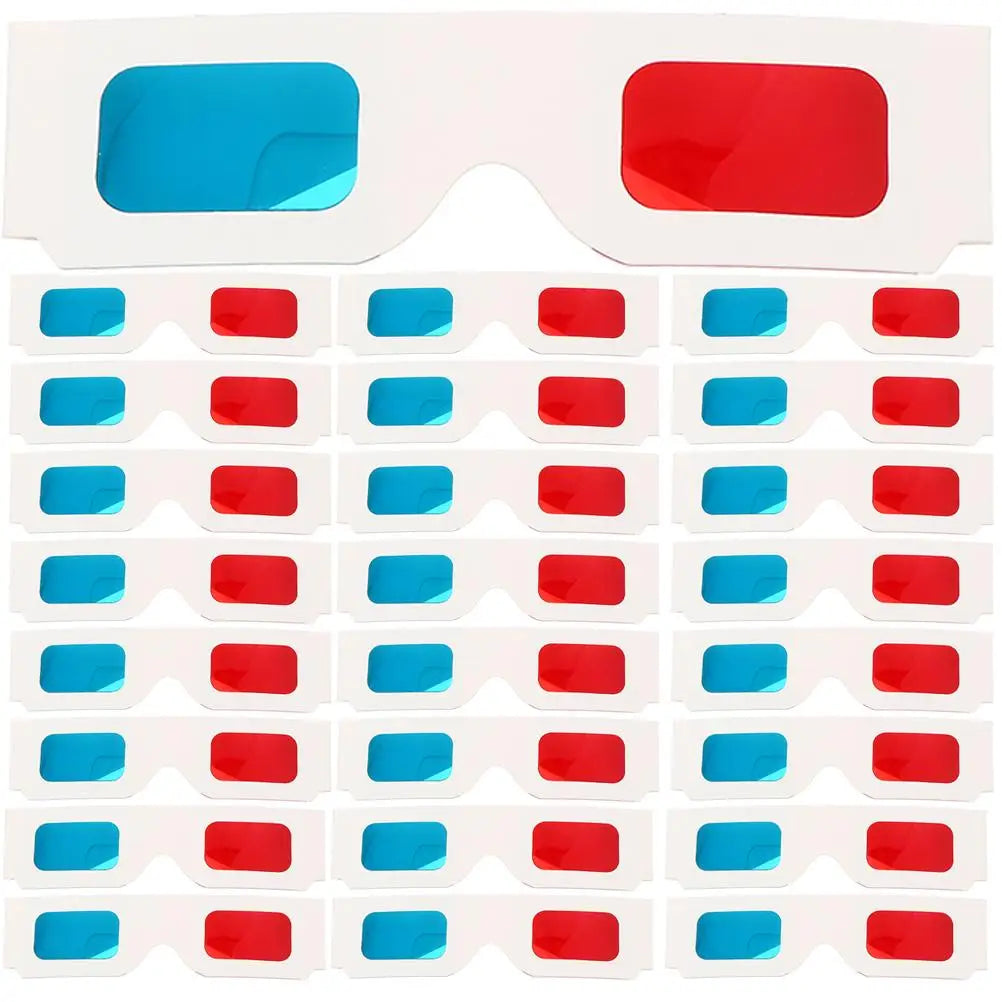 60pcs 3D Blue Glasses Disposable Paper 3D Glasses Red Blue Frame Anaglyph Movie Viewing Lightweight Portable Home VR Device