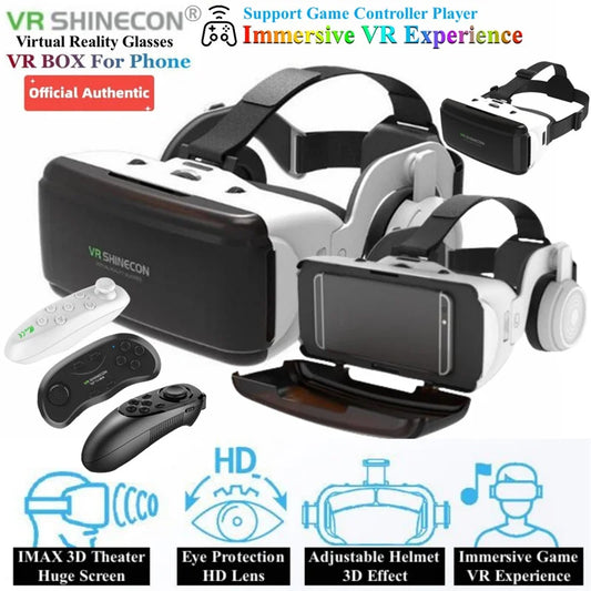 نظارات الواقع الافتراضي IMAX VR نظارات ثلاثية الأبعاد بشاشة ضخمة من Google Cardboard Box وخوذة الواقع الافتراضي للهواتف مقاس 4.5-6.53 بوصة، تدعم عصا التحكم في الألعاب