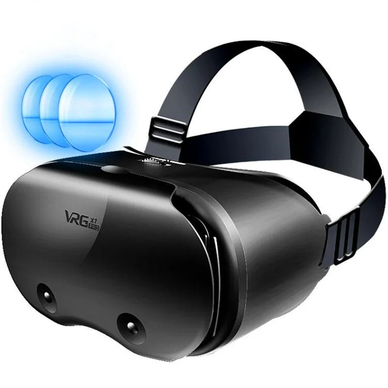 صندوق نظارات الواقع الافتراضي VRGpro X7 VR ثلاثي الأبعاد الأصلي، خوذة الواقع الافتراضي من Google Cardboard للهواتف الذكية التي تعمل بنظام IOS وAndroid مقاس 5-7 بوصة، مع حامل لاسلكي