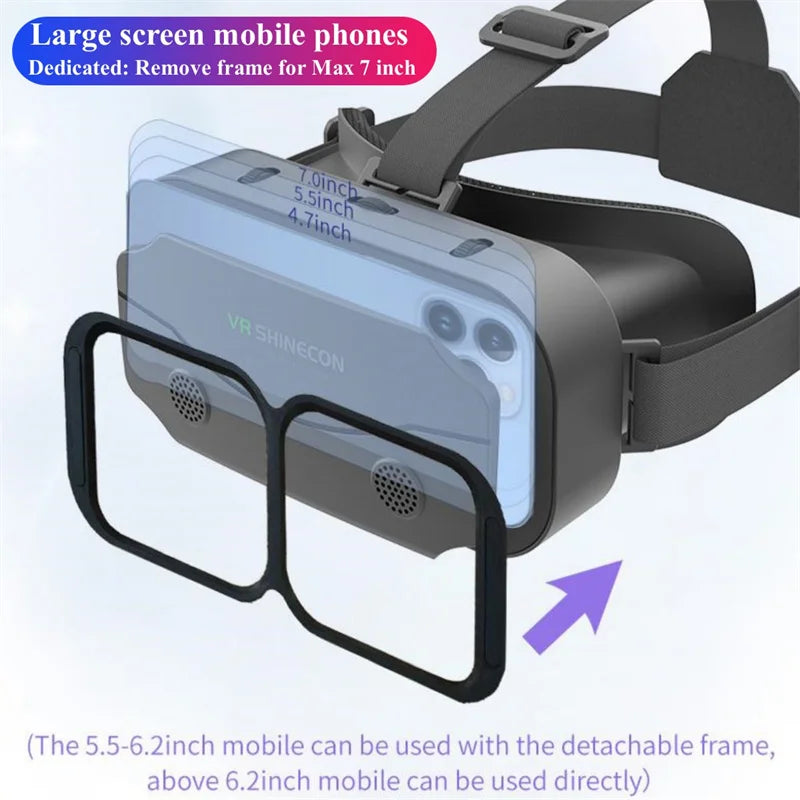 نظارات الواقع الافتراضي G13 IMAX ثلاثية الأبعاد بشاشة عملاقة وخوذة الواقع الافتراضي من Google Cardboard Box لهاتف مقاس 4.7-7 بوصة، تدعم مشغل وحدة التحكم في الألعاب