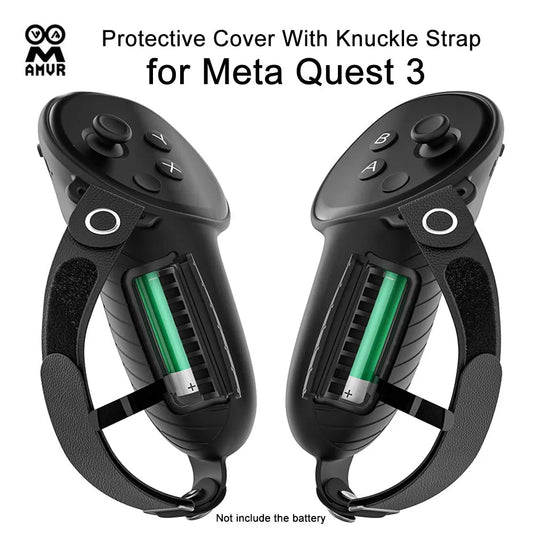 غطاء حماية سيليكون لمقبض وحدة تحكم Meta Quest 3/3S مع حزام للمفاصل وملحقات الواقع الافتراضي