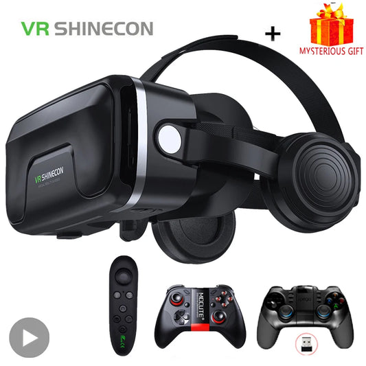 نظارات الواقع الافتراضي Shinecon Viar ثلاثية الأبعاد، سماعات رأس، خوذة، عدسات، نظارات ذكية للهواتف الذكية مع وحدات تحكم