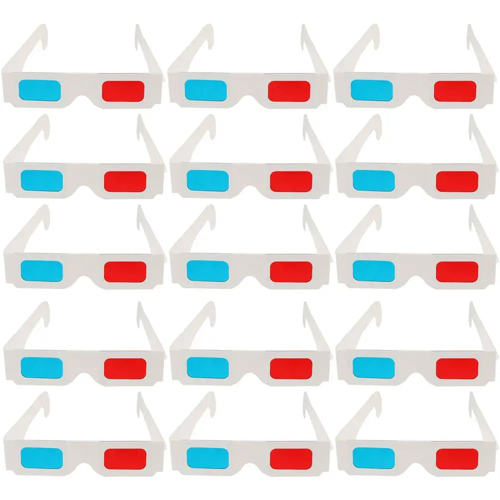 60pcs 3D Blue Glasses Disposable Paper 3D Glasses Red Blue Frame Anaglyph Movie Viewing Lightweight Portable Home VR Device