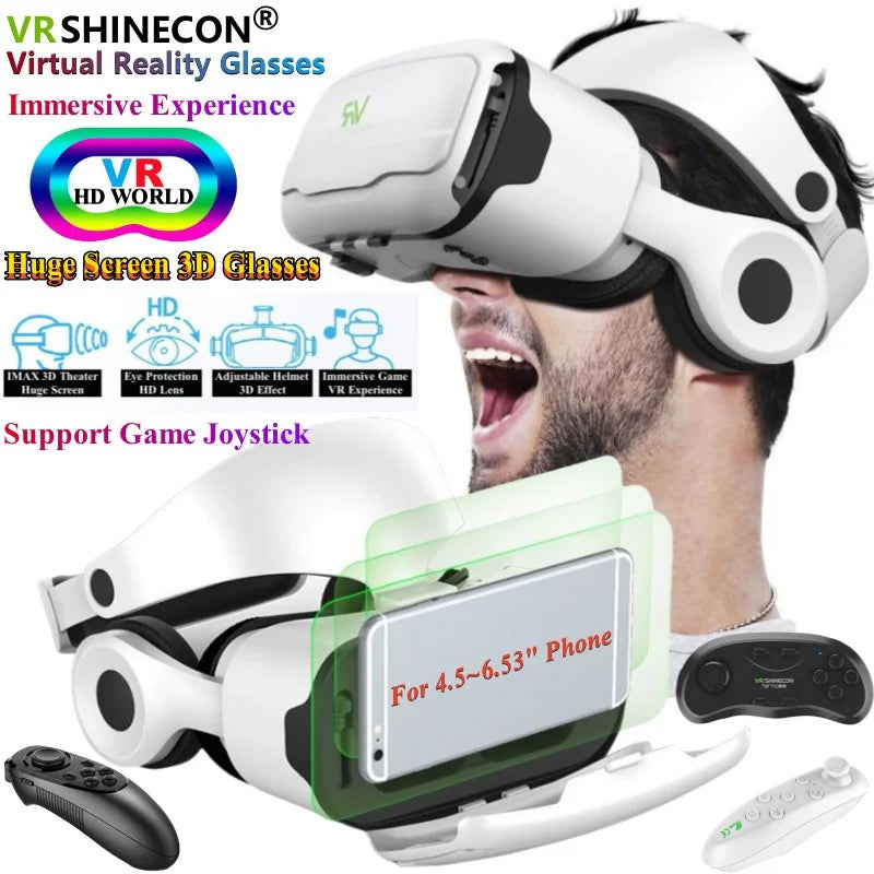 نظارات الواقع الافتراضي G02EF IMAX HD نظارات ثلاثية الأبعاد من Google Cardboard Box سماعة رأس ستيريو للواقع الافتراضي لهواتف IOS وAndroid، تدعم لوحة الألعاب