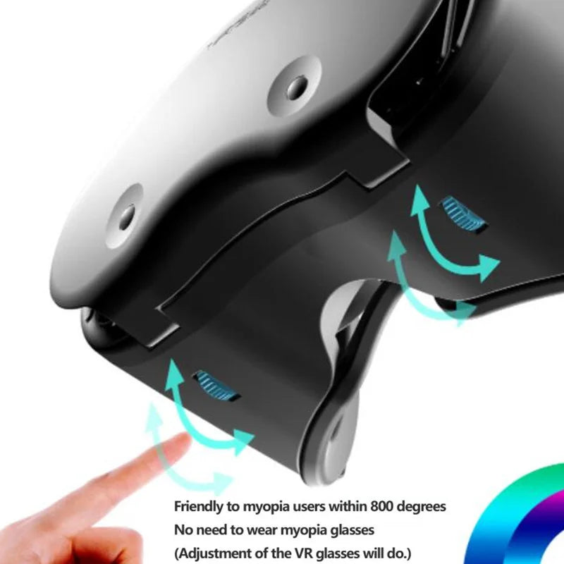 صندوق نظارات الواقع الافتراضي VRGpro X7 VR ثلاثي الأبعاد الأصلي، خوذة الواقع الافتراضي من Google Cardboard للهواتف الذكية التي تعمل بنظام IOS وAndroid مقاس 5-7 بوصة، مع حامل لاسلكي
