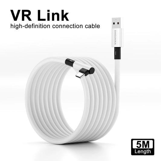 كابل VR Link لملحقات Meta Quest 3s كابل USB 3 Type C لنقل البيانات والشحن السريع لملحقات Oculus Quest 3S بطول 5 أمتار
