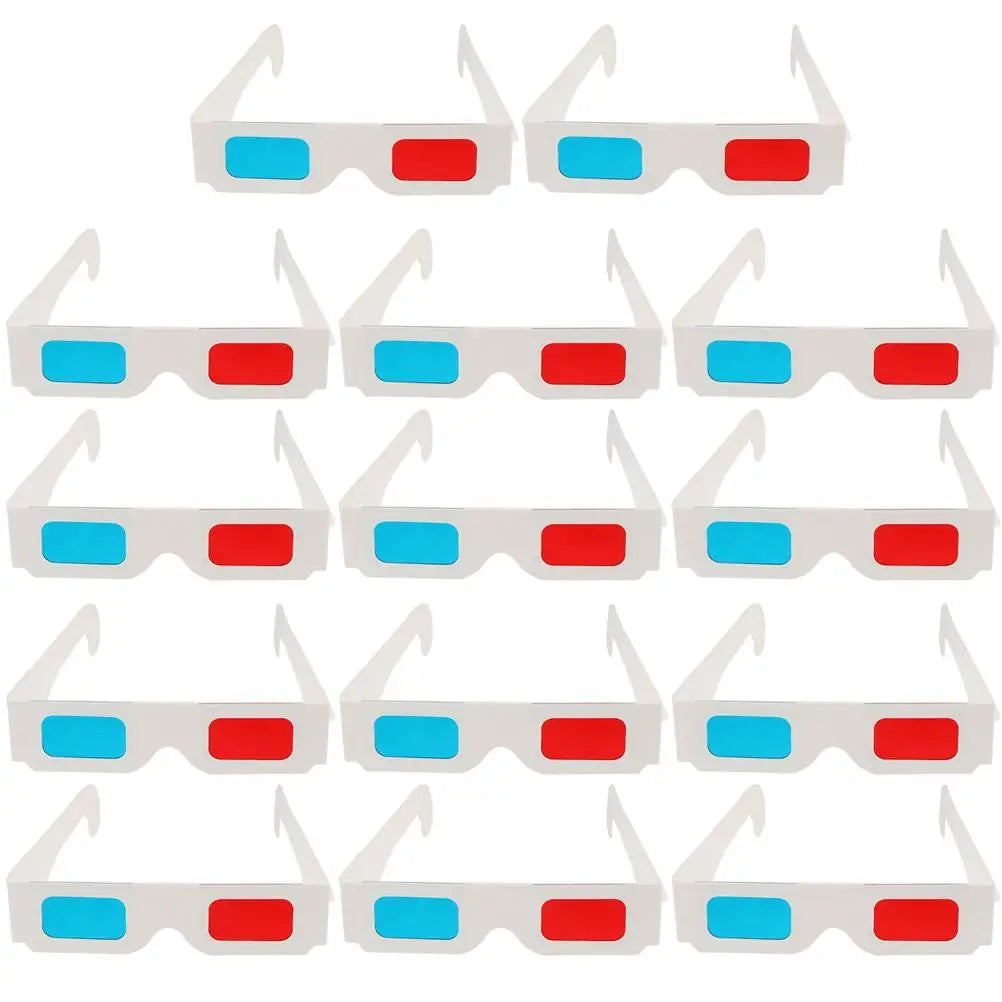 60pcs 3D Blue Glasses Disposable Paper 3D Glasses Red Blue Frame Anaglyph Movie Viewing Lightweight Portable Home VR Device