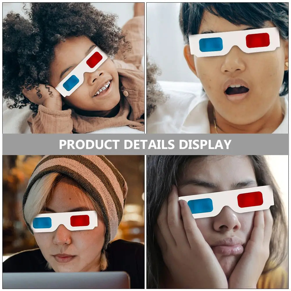60pcs 3D Blue Glasses Disposable Paper 3D Glasses Red Blue Frame Anaglyph Movie Viewing Lightweight Portable Home VR Device