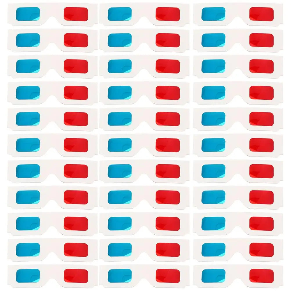 60pcs 3D Blue Glasses Disposable Paper 3D Glasses Red Blue Frame Anaglyph Movie Viewing Lightweight Portable Home VR Device