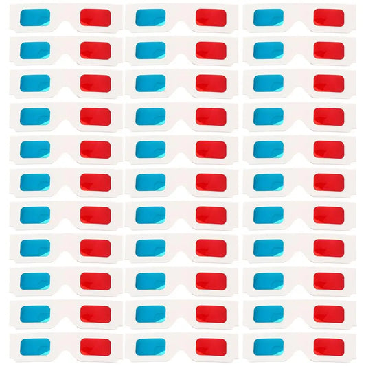 60pcs 3D Blue Glasses Disposable Paper 3D Glasses Red Blue Frame Anaglyph Movie Viewing Lightweight Portable Home VR Device